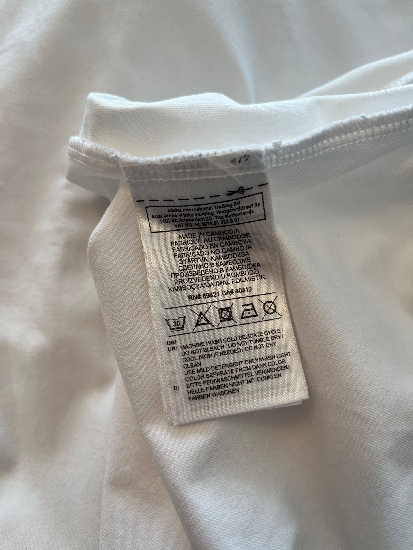 Chandail Reebok - Étiquette de composition