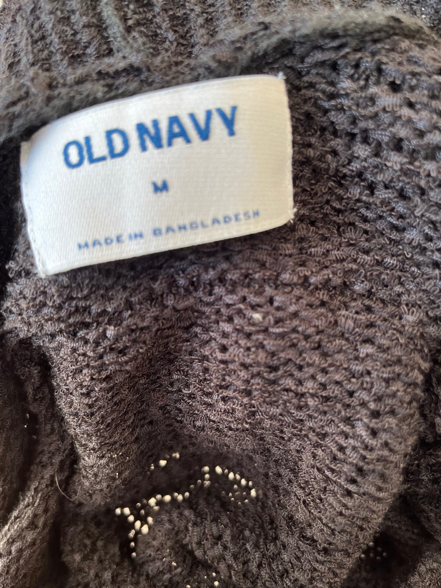 Cardigan Old Navy - Étiquette de taille et marque