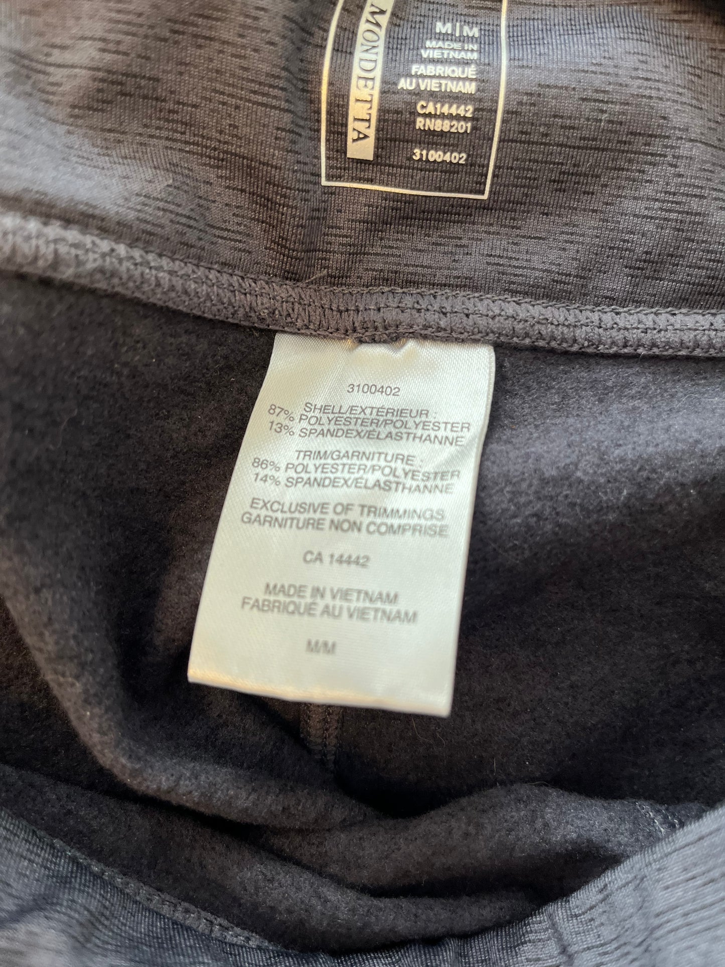 Leggings Mondetta - Étiquette de composition