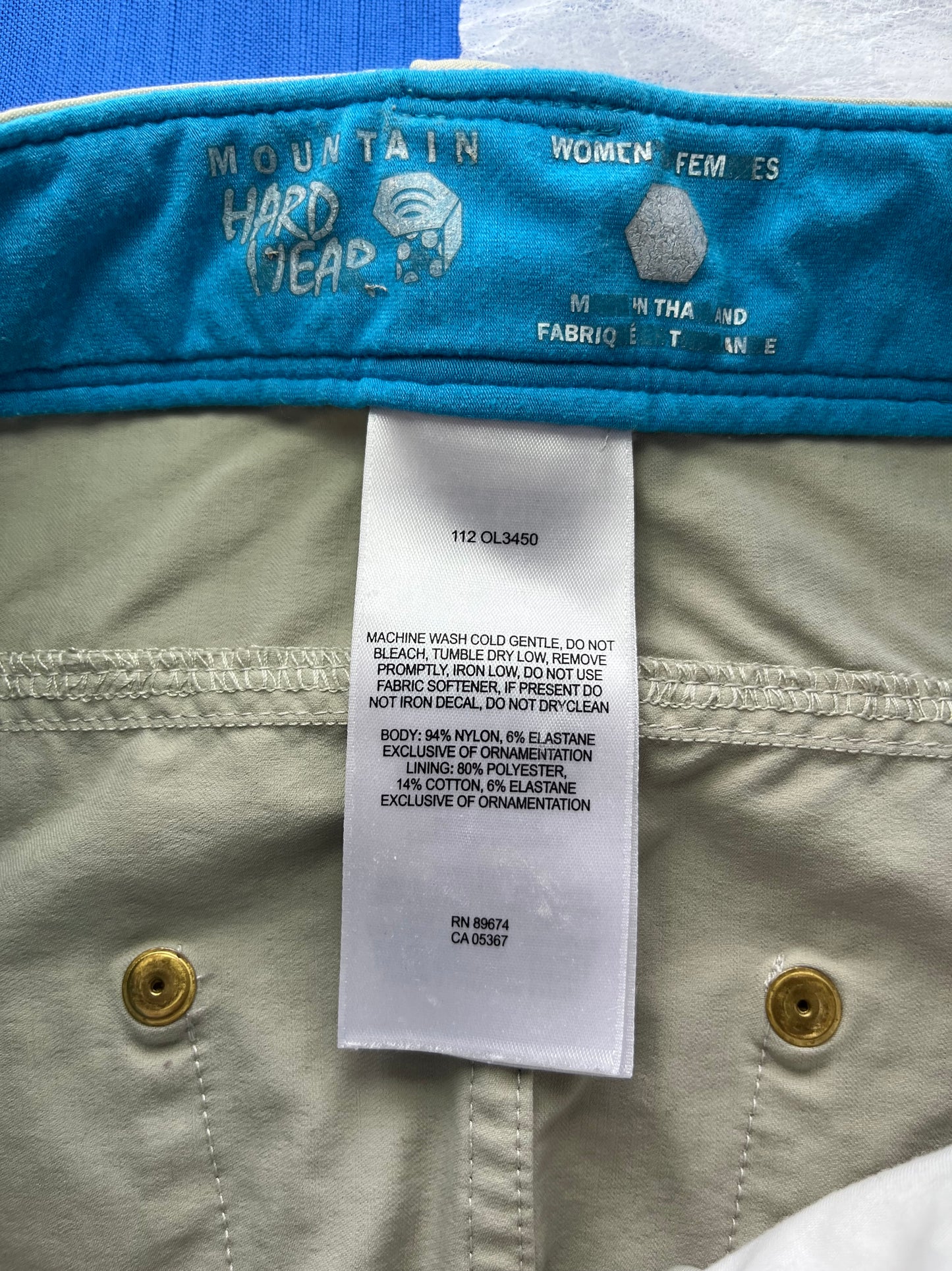 Jupe Mountain Hard Wear - Étiquette de composition