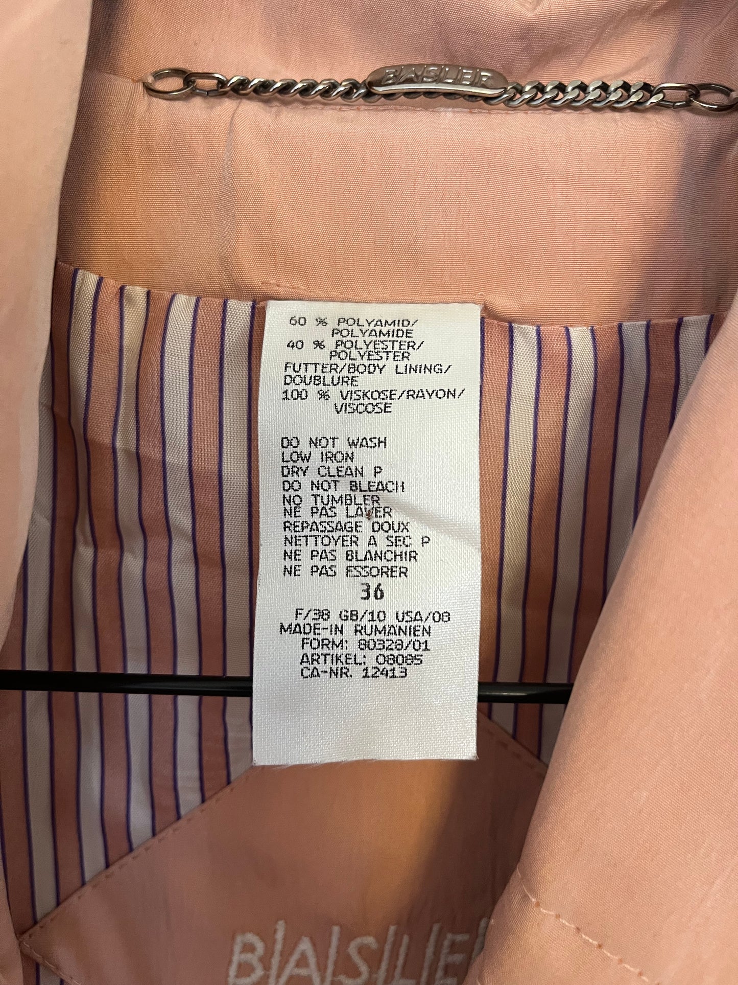 Manteau Basler - Étiquette de composition