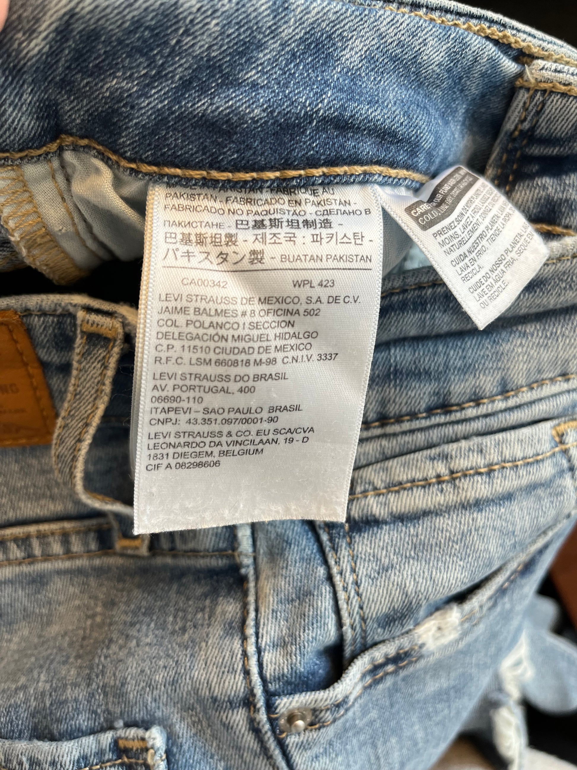 Jeans Levi's - Étiquette de composition