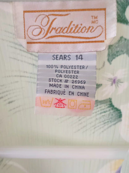 Blouse vintage tropicale vert menthe