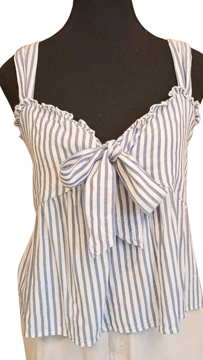 Camisole rayée blanc et bleu avec jolie boucle