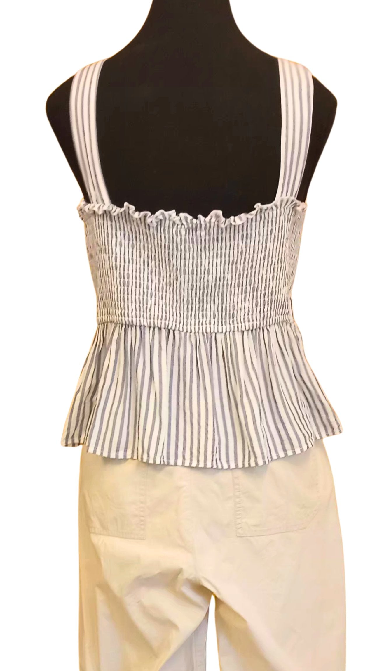 Camisole rayée blanc et bleu avec jolie boucle