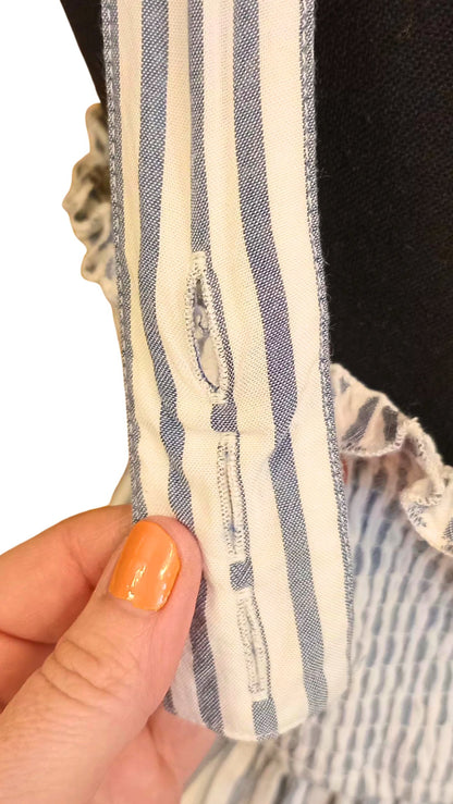 Camisole rayée blanc et bleu avec jolie boucle