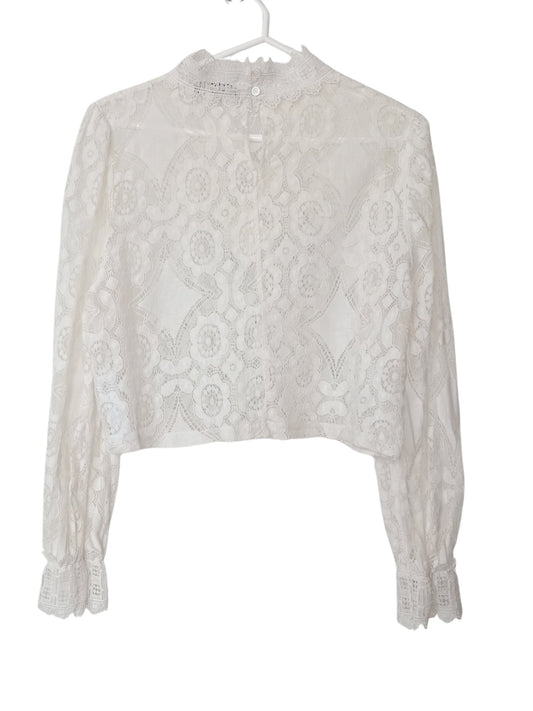 Blouse courte en dentelle blanche (P)