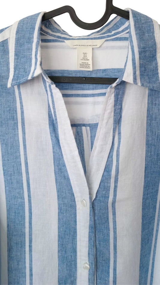 Robe midi rayée blanc et bleu (P)