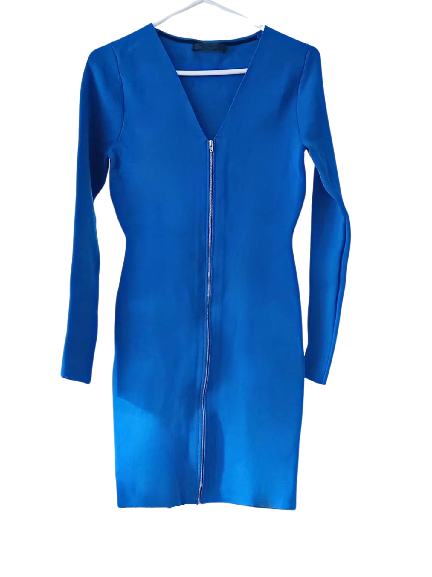 Robe bleu royal à zip avant – pièce trésor