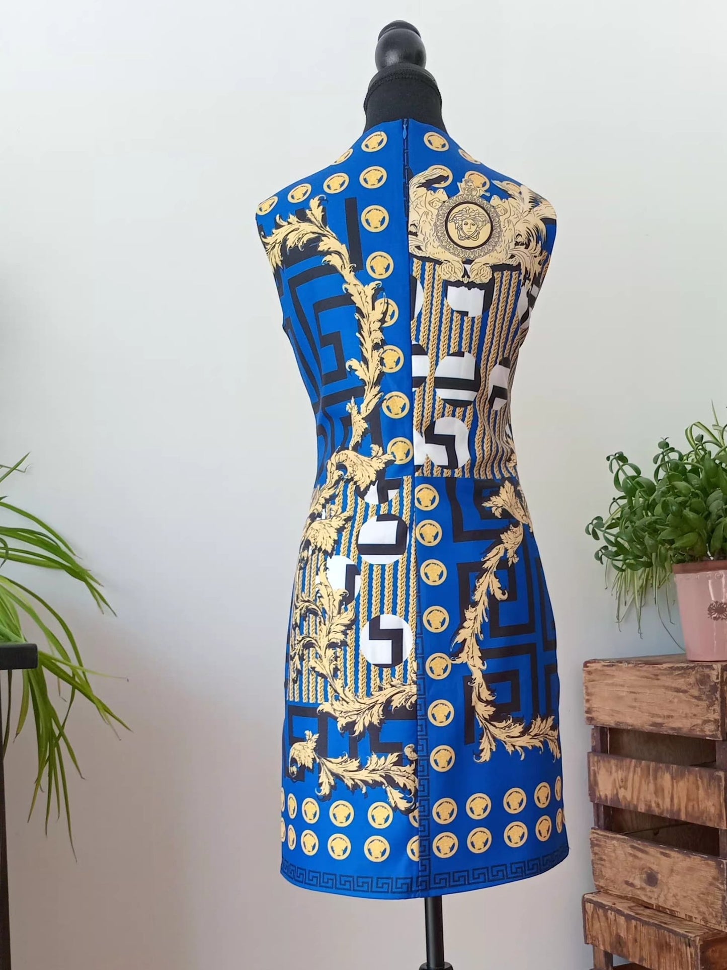 Robe crayon imprimée vintage (XL)
