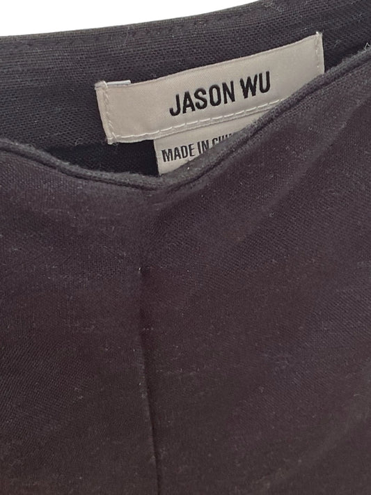 Pantalon en lin noir à taille haute