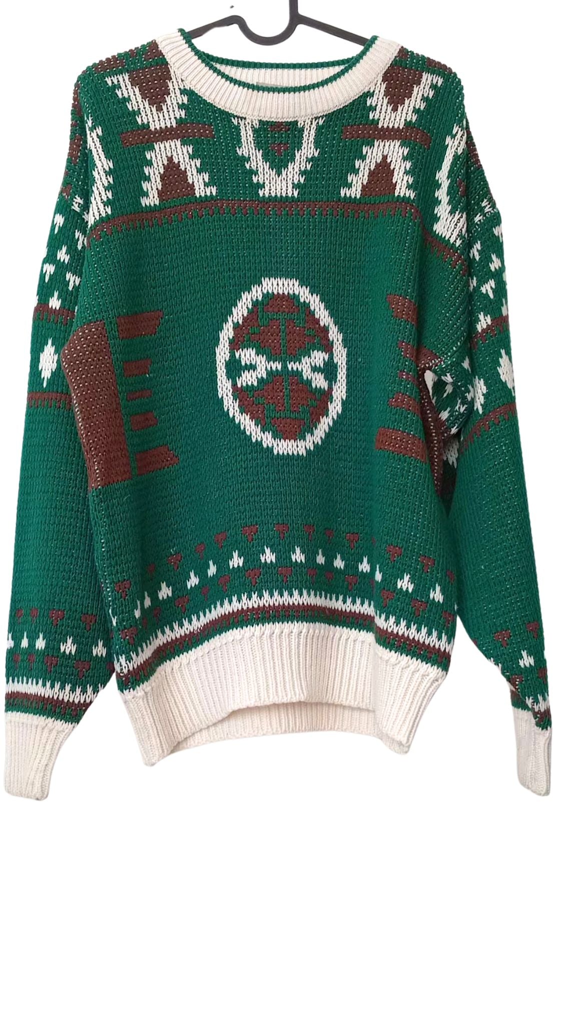 Chandail tricot vintage à motifs (G)