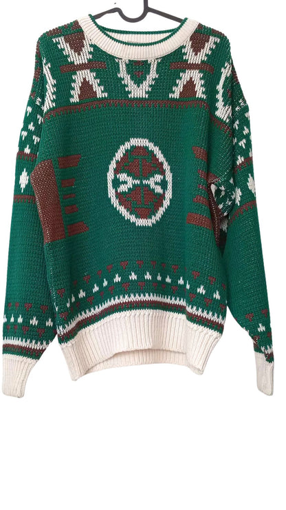 Chandail tricot vintage à motifs (G)