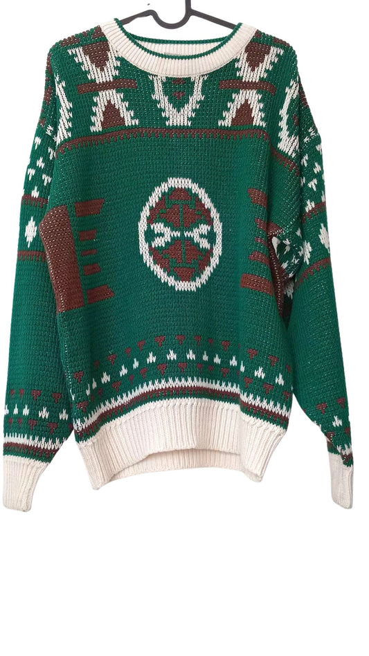 Chandail tricot vintage à motifs (G)