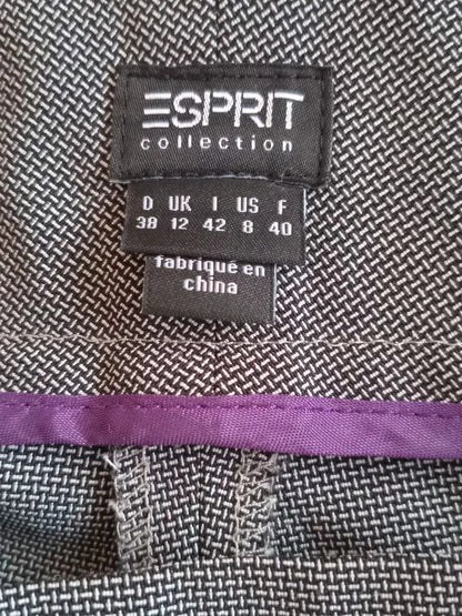 Pantalon gris texturé, taille moyenne