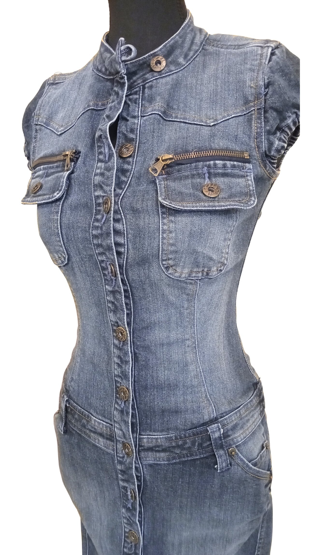 Robe en denim vintage – style années 80-90