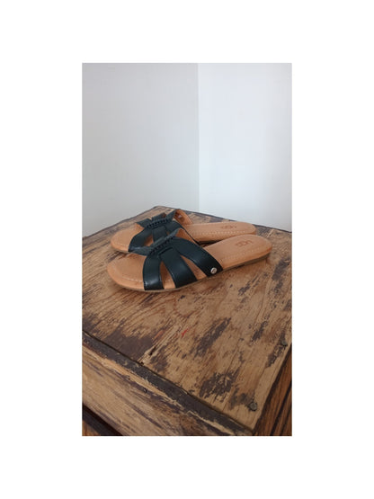 Sandales slip-on noire et taupe (6)