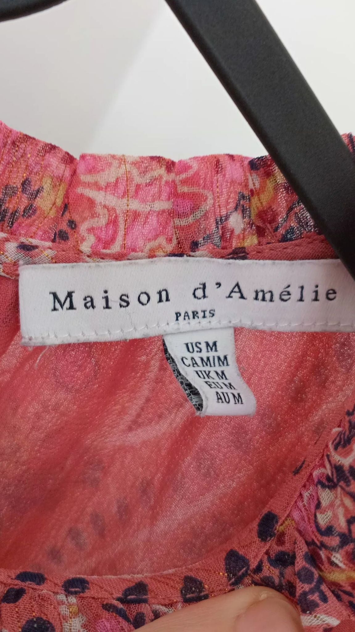 Blouse vieux rose à motif cachemire (M)