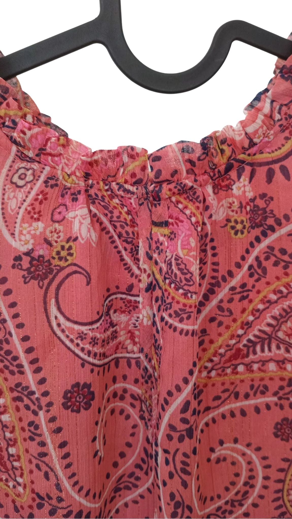 Blouse vieux rose à motif cachemire (M)