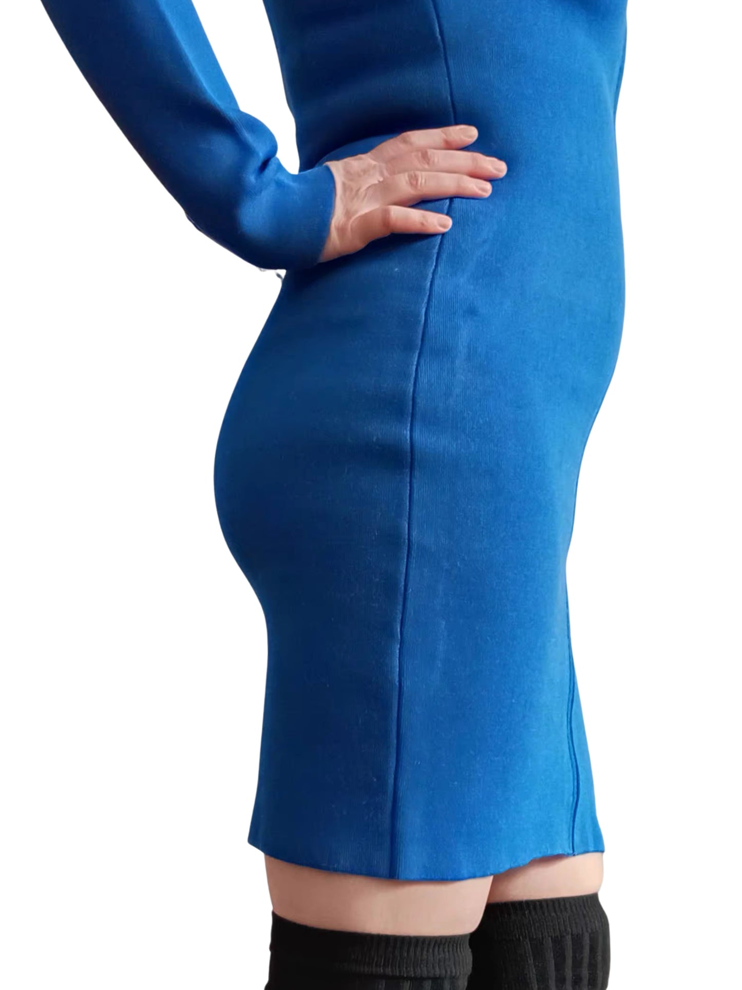 Robe bleu royal à zip avant – pièce trésor