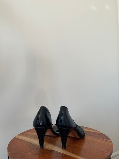 Escarpins noir et vert