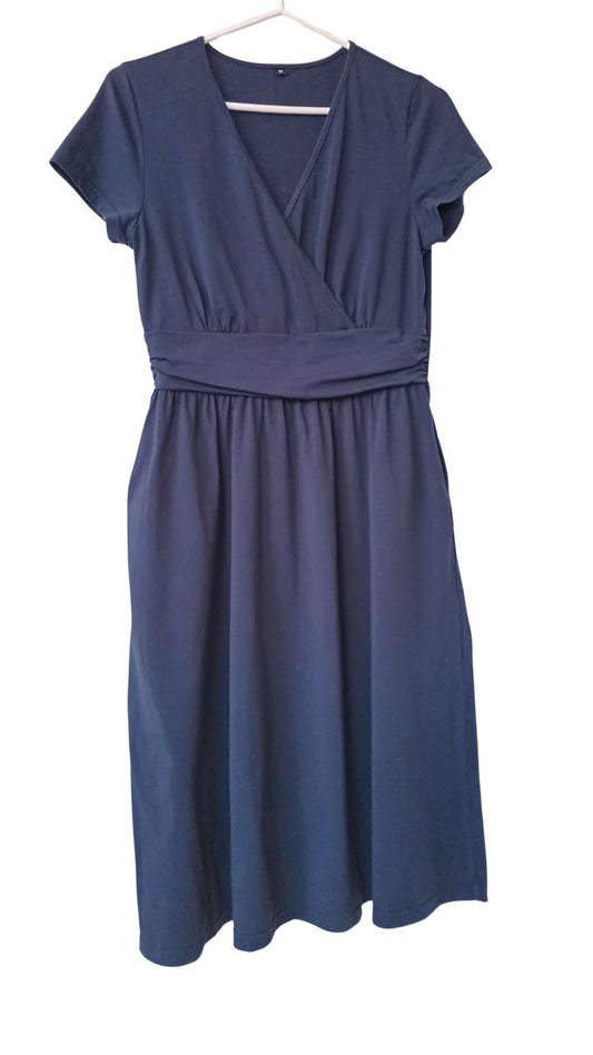 Robe cache-cœur bleu marine (M)