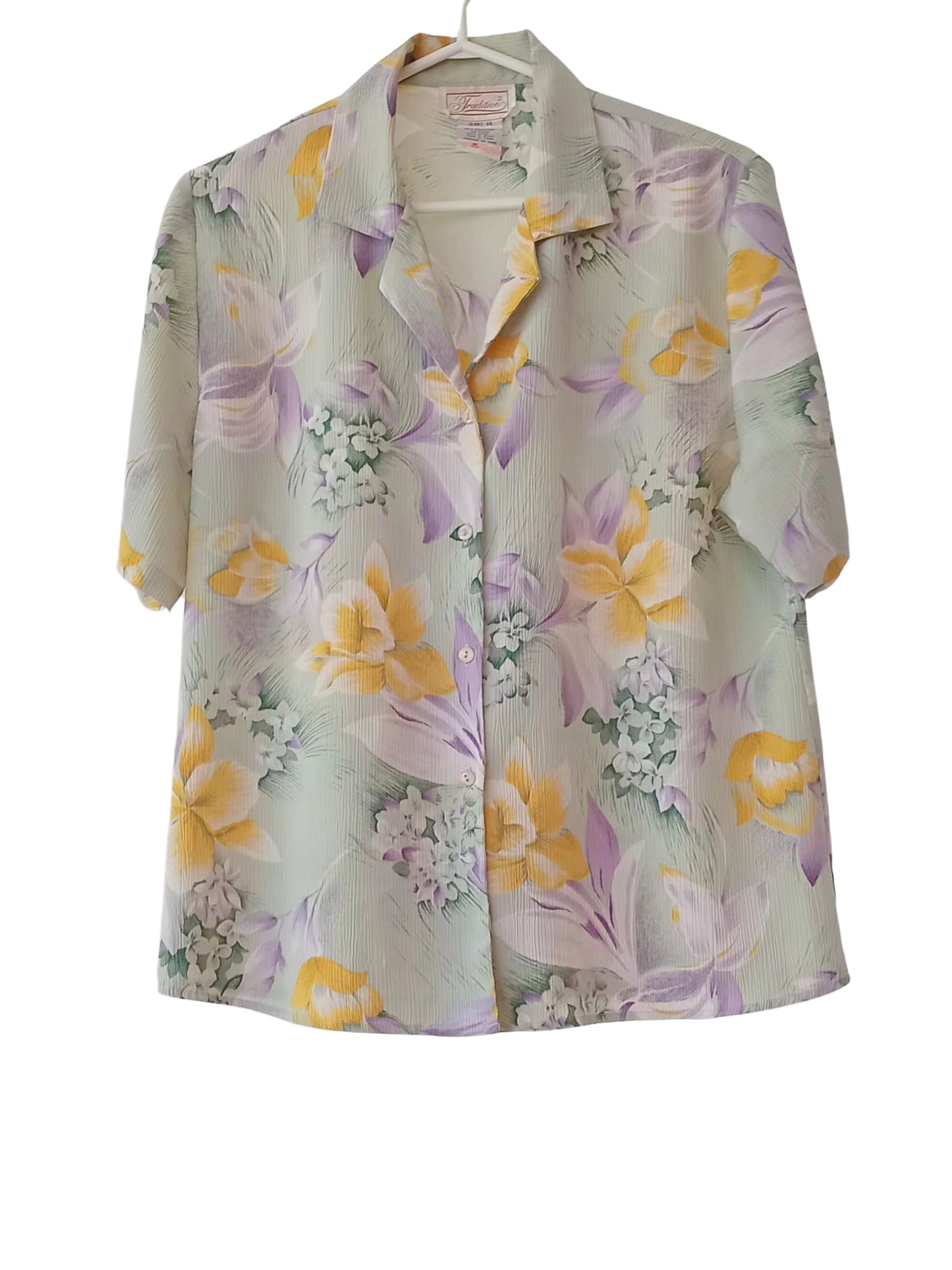 Blouse vintage tropicale vert menthe