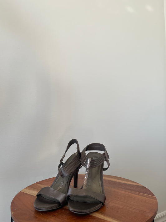 Sandales à talons hauts argent/bronze