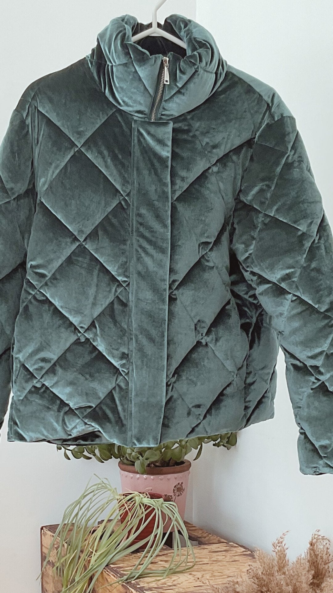 Bomber en velours vert forêt