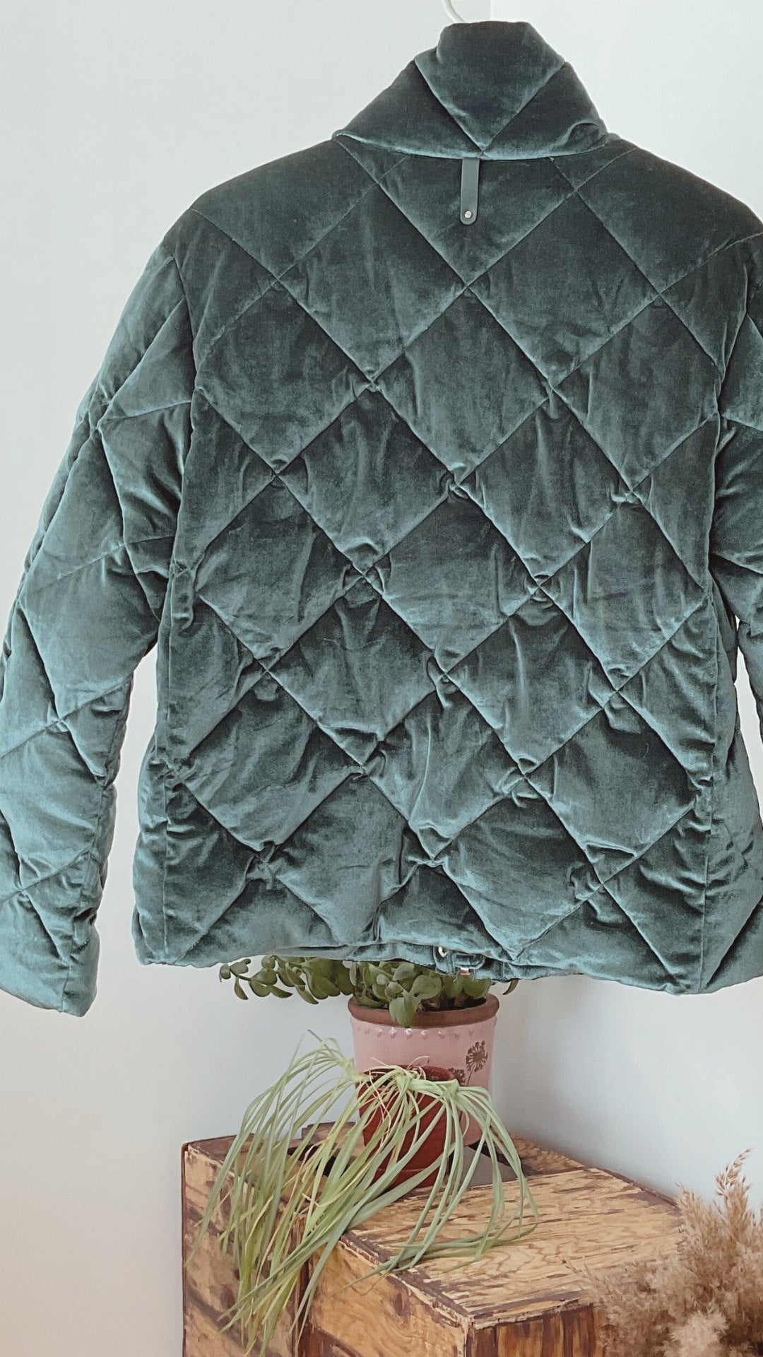 Bomber en velours vert forêt