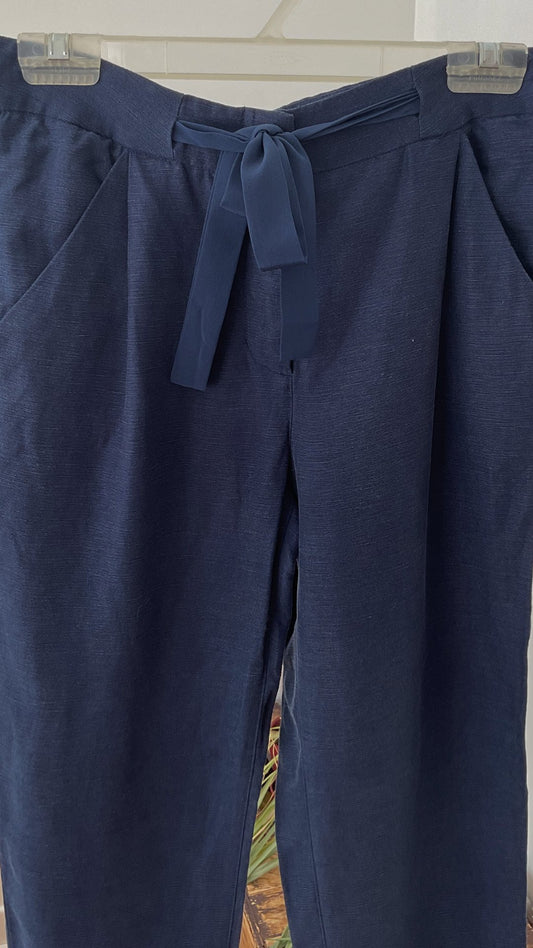 Pantalon bleu marine en lin
